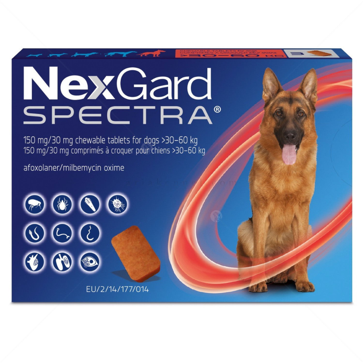 Комбинирани таблетки за вътрешно и външно обезпаразитяване NEXGARD SPECTRA 3x150/30 mg