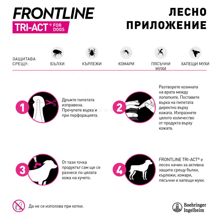 Пипети за външно обезпаразитяване FRONTLINE TRI-ACT 3x4 мл
