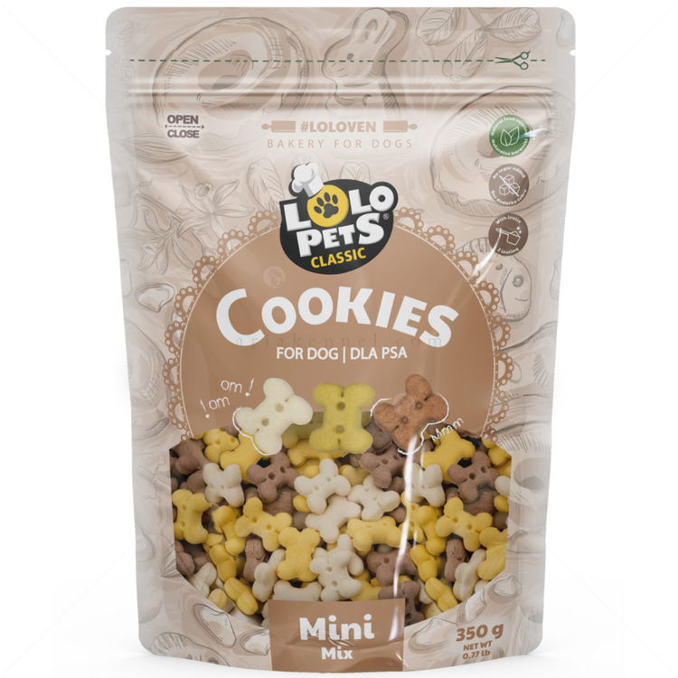 Бисквити мини микс кокалчета, LOLO PETS Mini mix, 350 гр