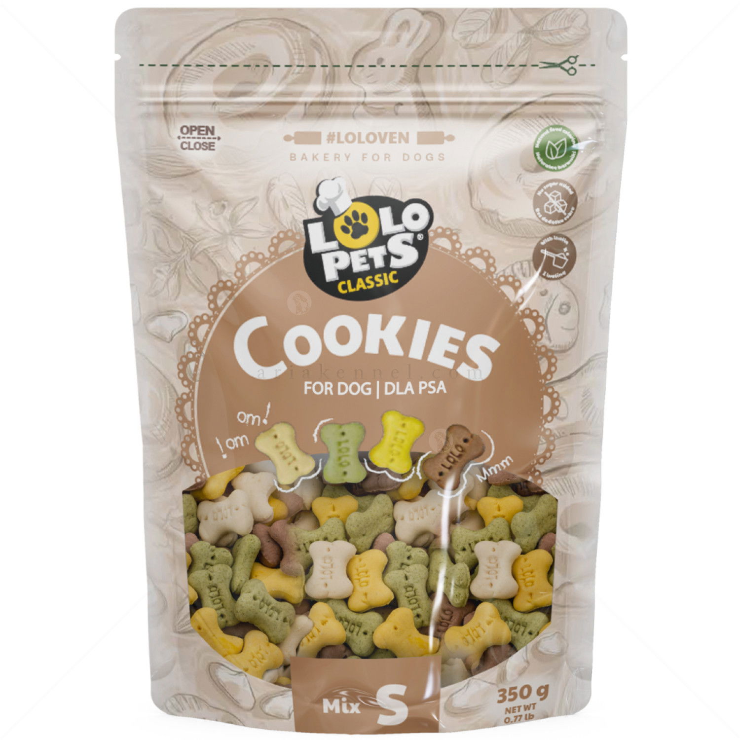 Бисквити микс кокалчета LOLO PETS, размер S, 350 гр