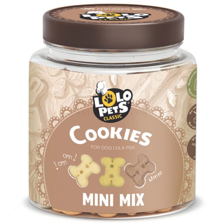 Бисквити мини микс кокалчета в буркан, LOLO PETS Mini mix, 300 гр