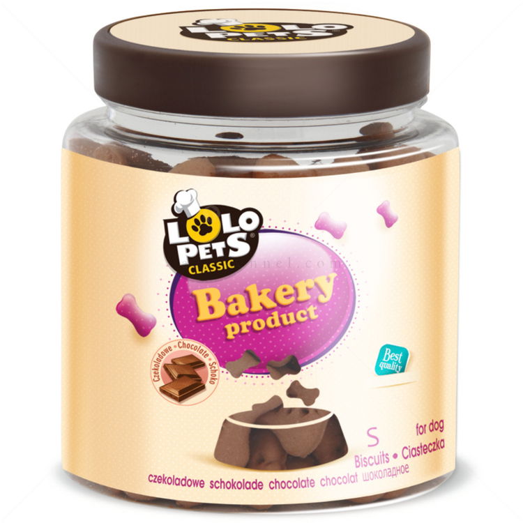 Бисквити мини кокалчета с аромат на шоколад в буркан LOLO PETS, 210 гр