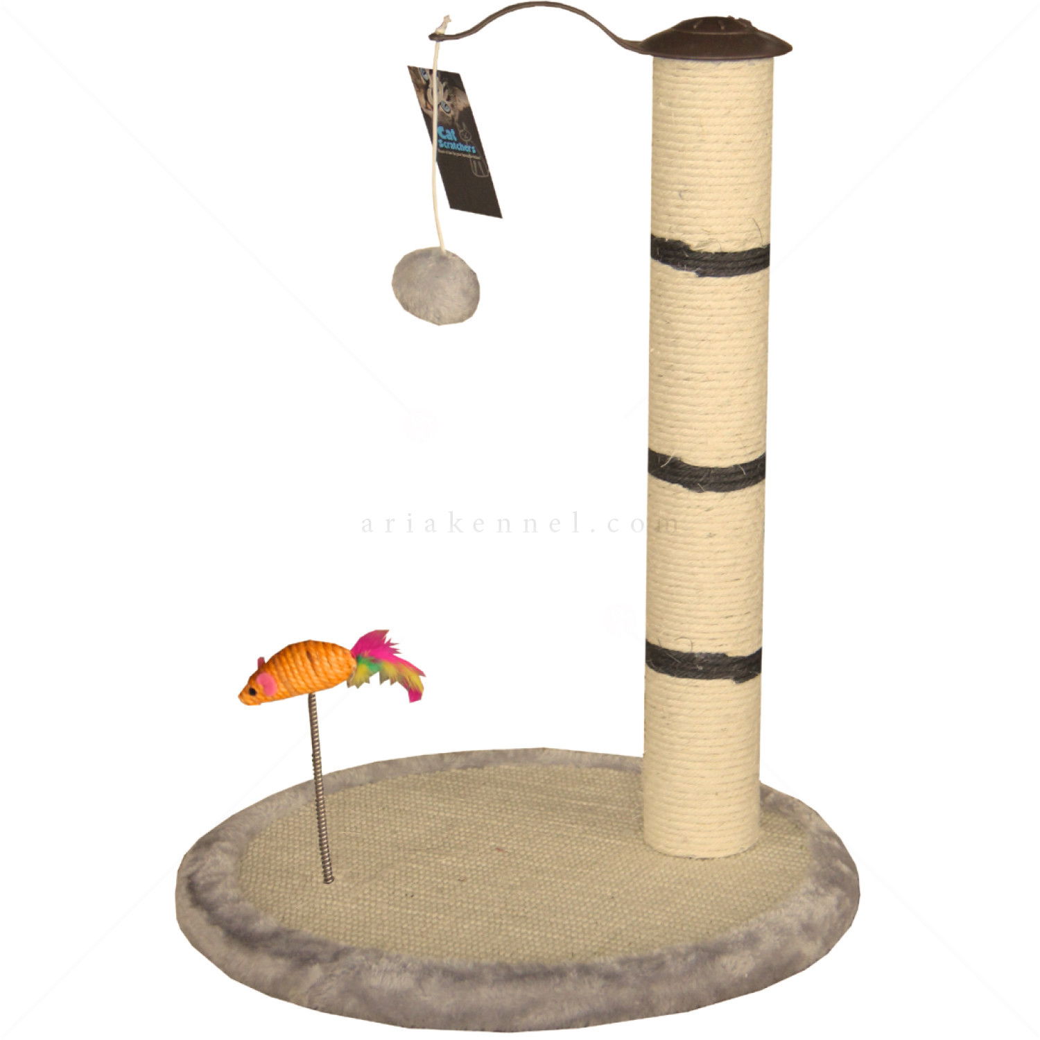 Драскало стълб с топче и рибка VALENGER, светло сиво