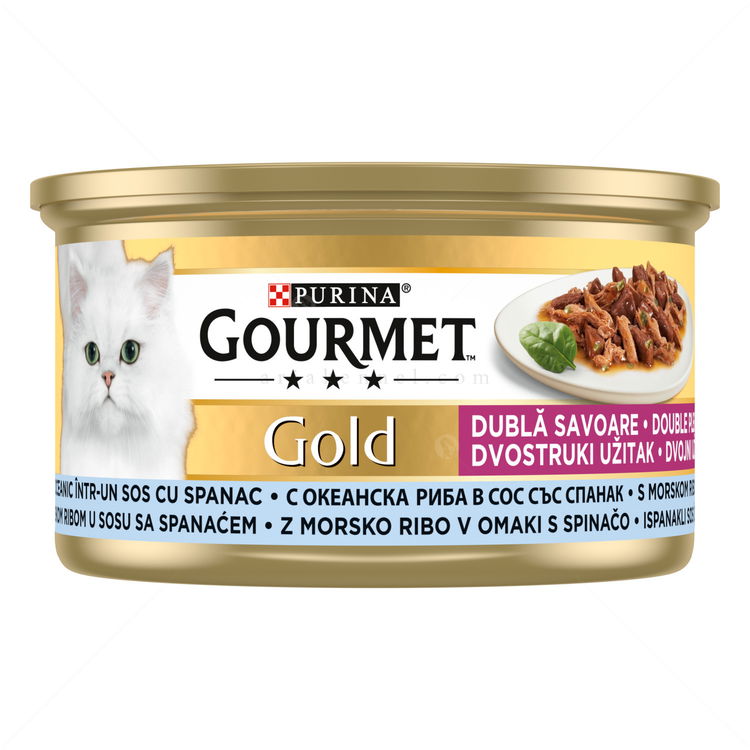 GOURMET Gold 85 гр с риба и спанак, двойно удоволствие