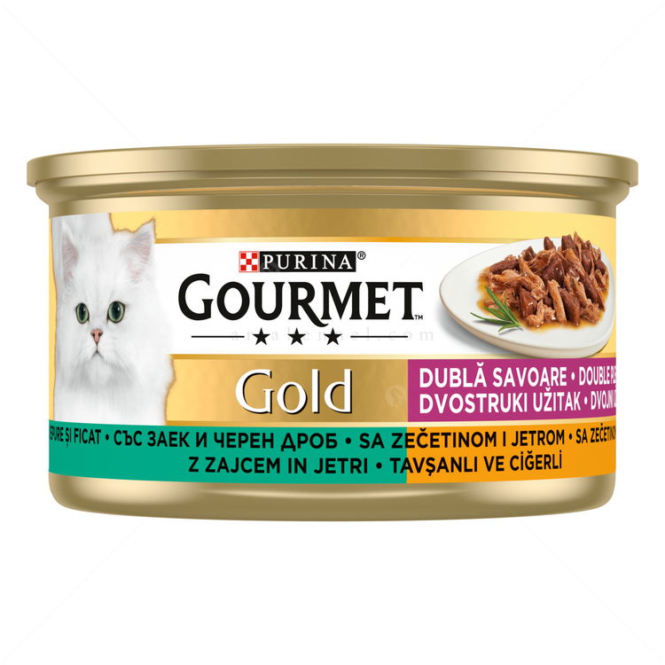 GOURMET Gold 85 гр със заек и дроб, двойно удоволствие
