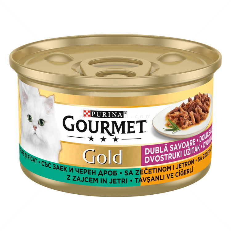 GOURMET Gold 85 гр със заек и дроб, двойно удоволствие