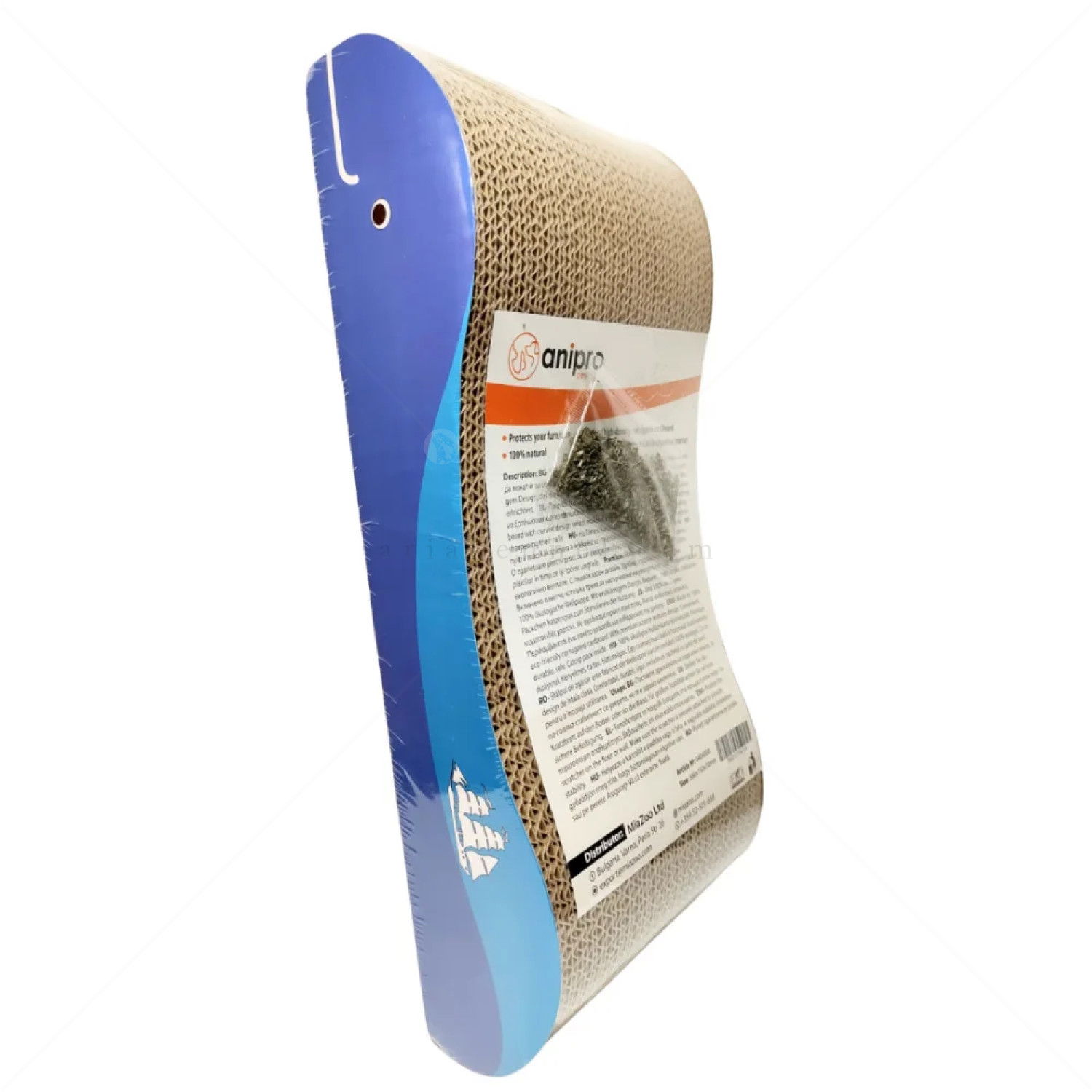 Вълнообразно драскало от картон ANIPRO, синьо