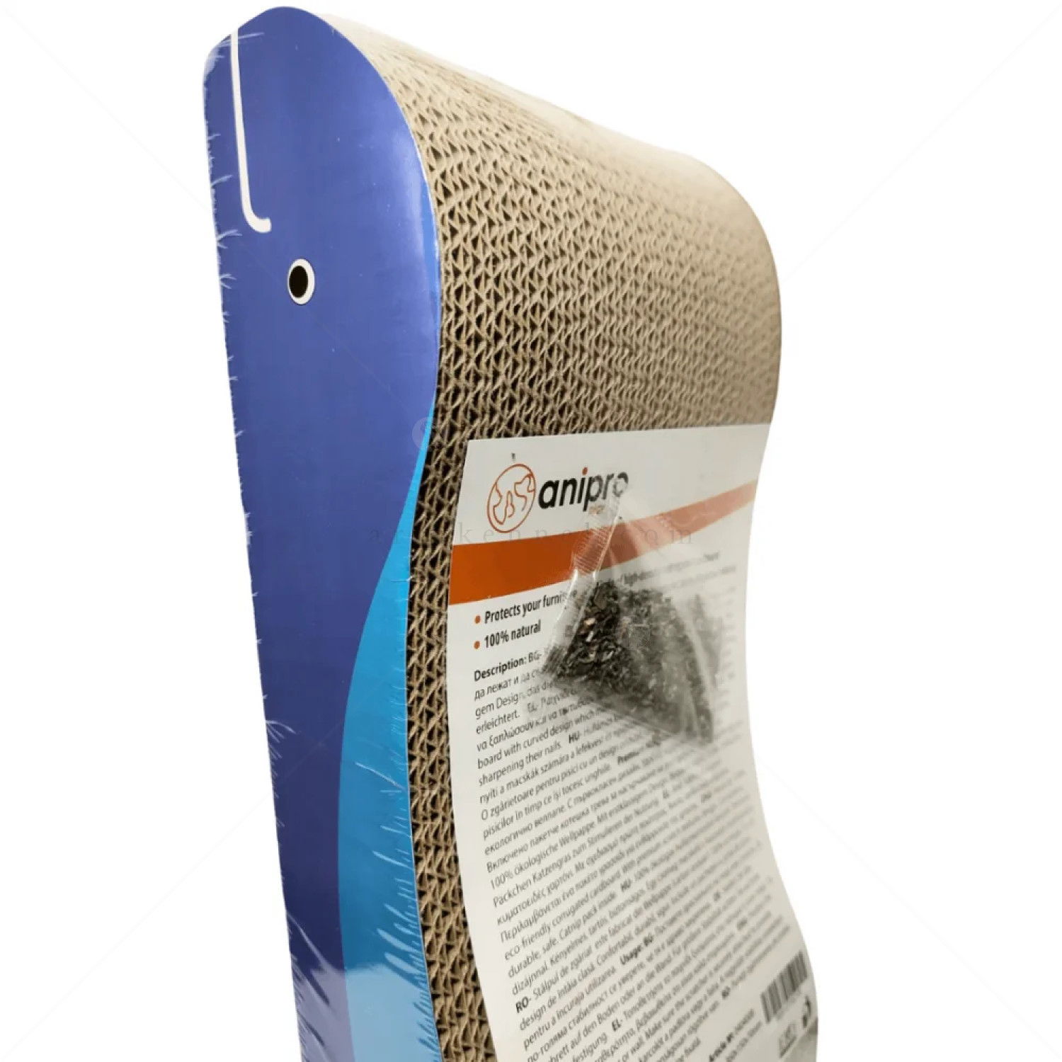 Вълнообразно драскало от картон ANIPRO, синьо