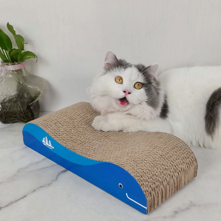 Вълнообразно драскало от картон ANIPRO, синьо