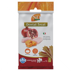Дентални пръчки за средни и едри породи N&D Pumpkin Dog Adult Medium&Maxi Dental Treat Chicken&Pomegranate