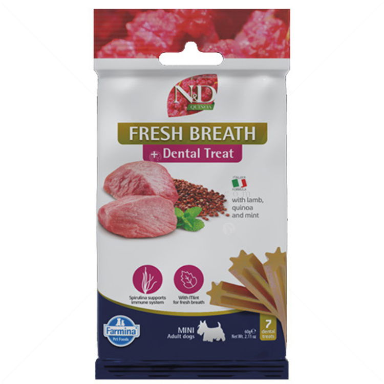 Дентални пръчки за свеж дъх за кучета от средни и едри породи N&D Quinoa Dog Adult Medium&Maxi Dental Treat Fresh Breath
