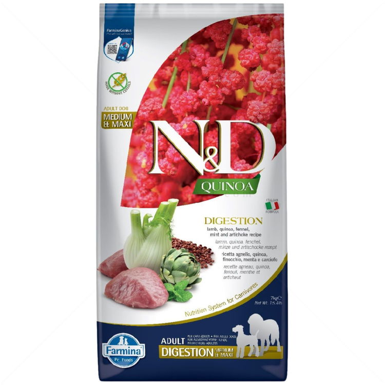 N&D Dog 7 кг Quinoa Medium&Maxi Digestion Lamb, fennel, mint and artichoke