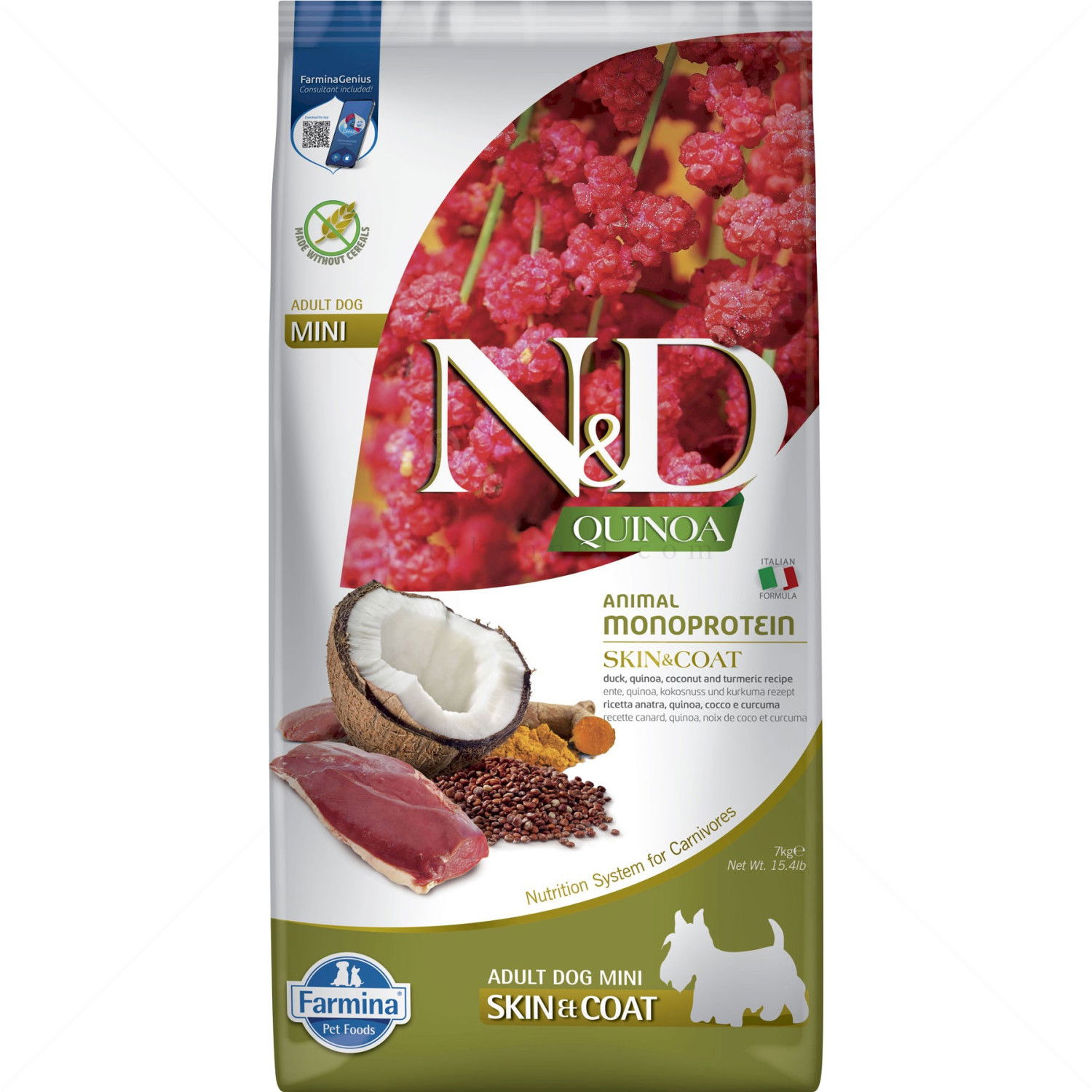 N&D Dog 7 кг Quinoa Mini Skin&Coat Duck, coconut and turmeric