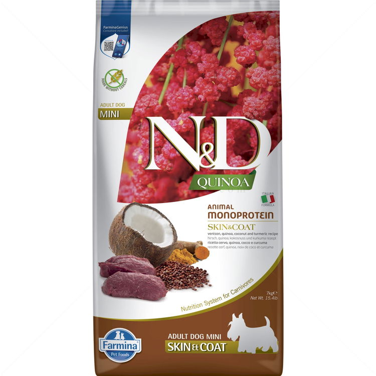 N&D Dog 7 кг Quinoa Mini Skin&Coat Venison, coconut and turmeric