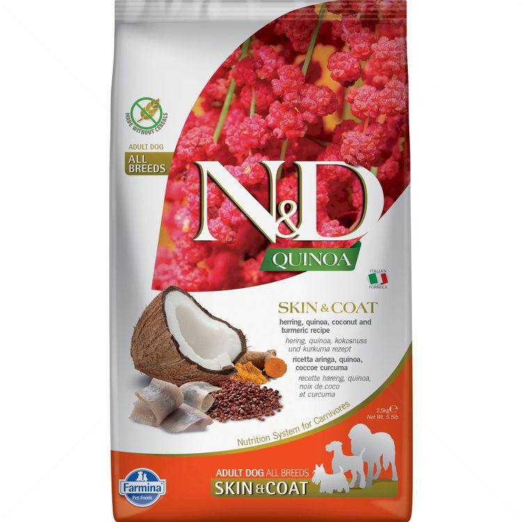 N&D Dog 2.500 кг Quinoa Skin&Coat Herring, coconut and tumeric