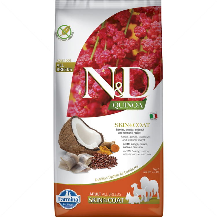 N&D Dog 7 кг Quinoa Skin&Coat Herring, coconut and tumeric