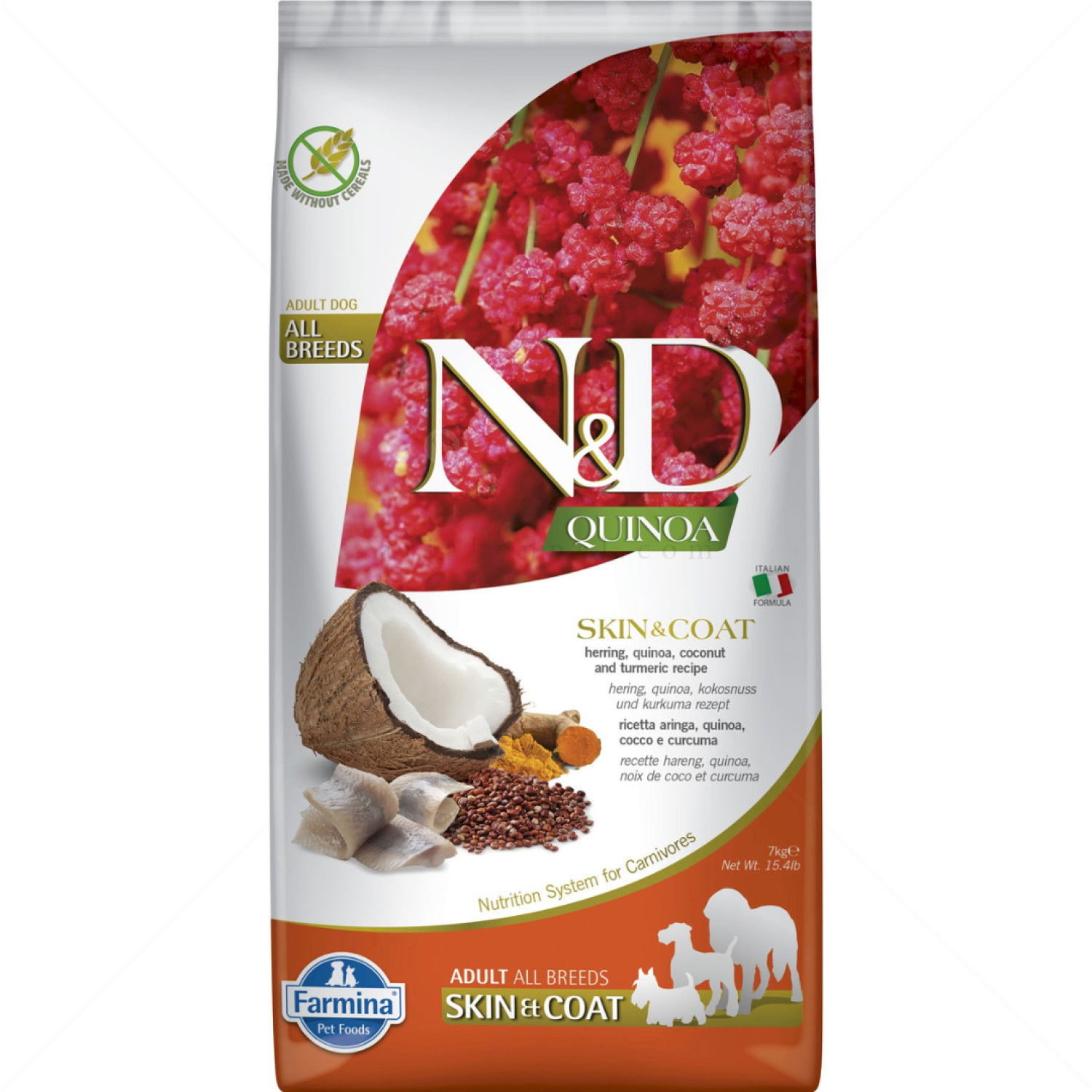 N&D Dog 7 кг Quinoa Skin&Coat Herring, coconut and tumeric