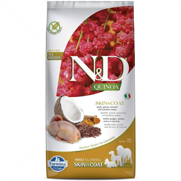 N&D Dog 7 кг Quinoa Skin&Coat Quail, coconut and tumeric