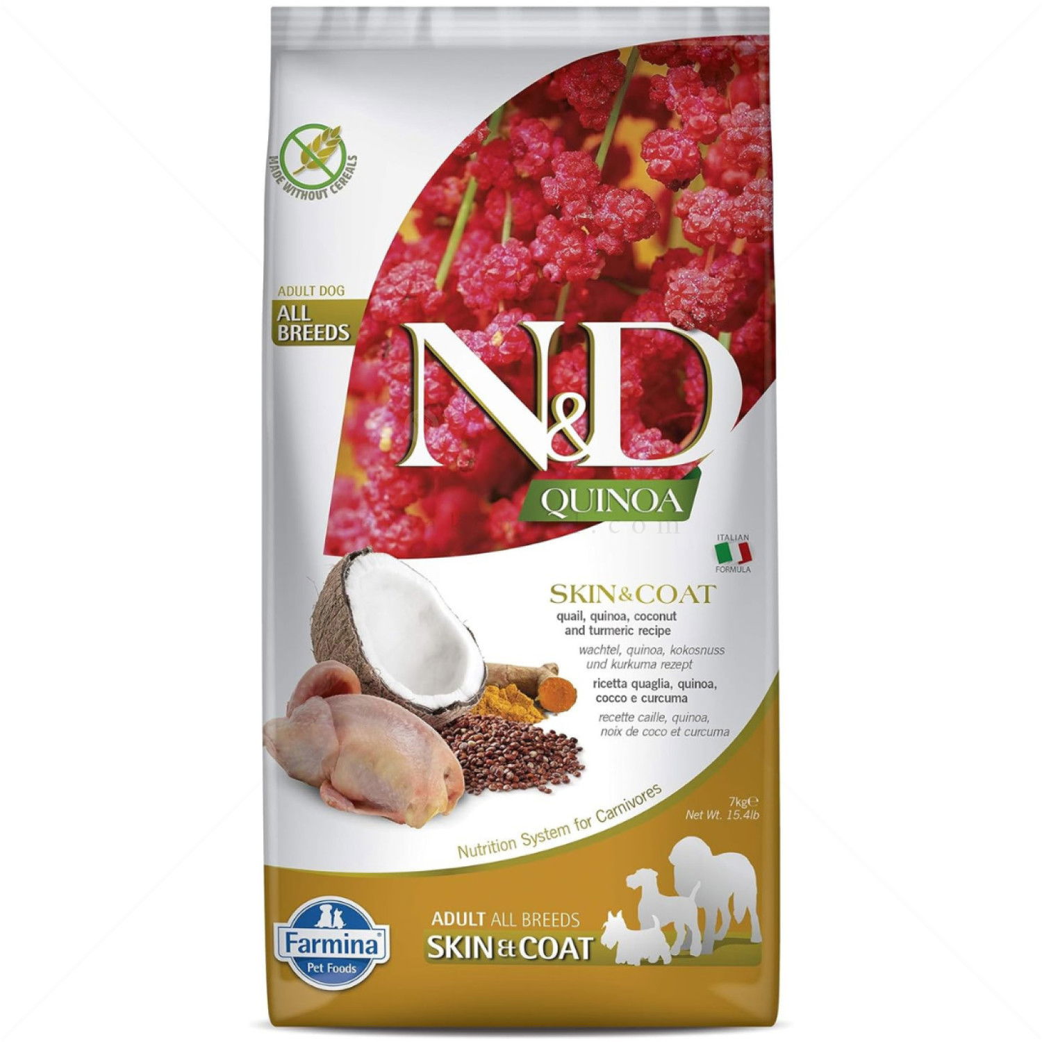 N&D Dog 7 кг Quinoa Skin&Coat Quail, coconut and tumeric