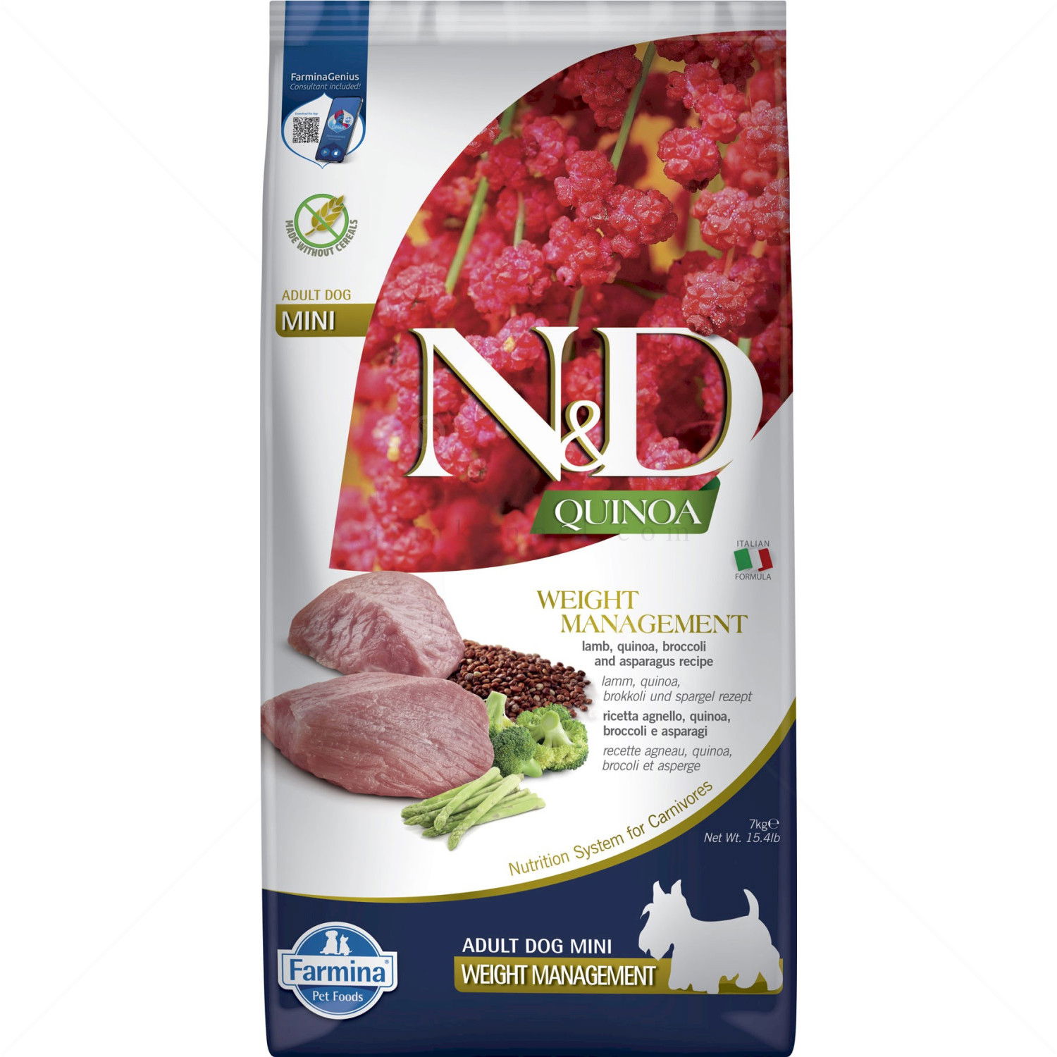 N&D Dog 7 кг Quinoa Mini Weight Management Lamb, broccoli and asparagus
