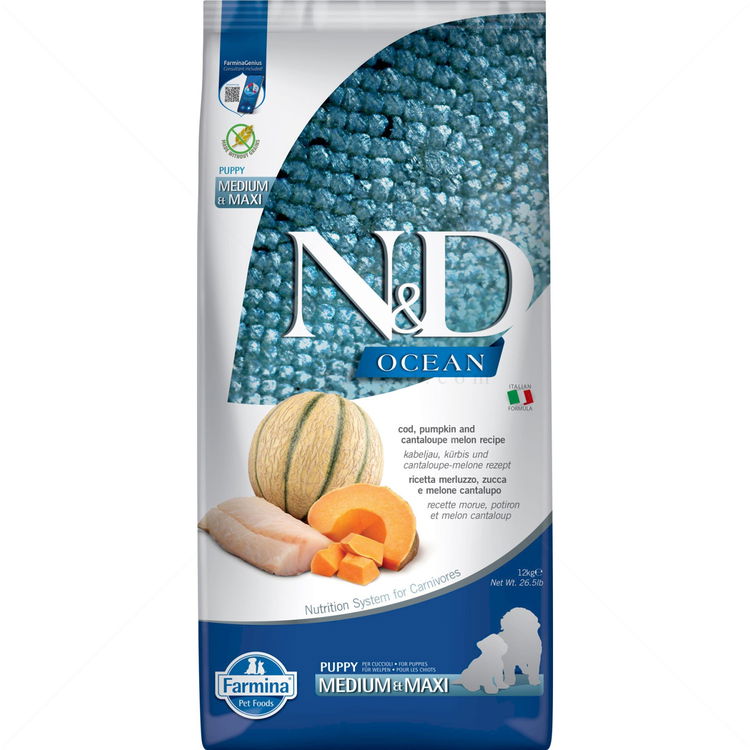 N&D Ocean Dog 12 кг Pumpkin Puppy Medium&Maxi Codfish & Cantaloupe