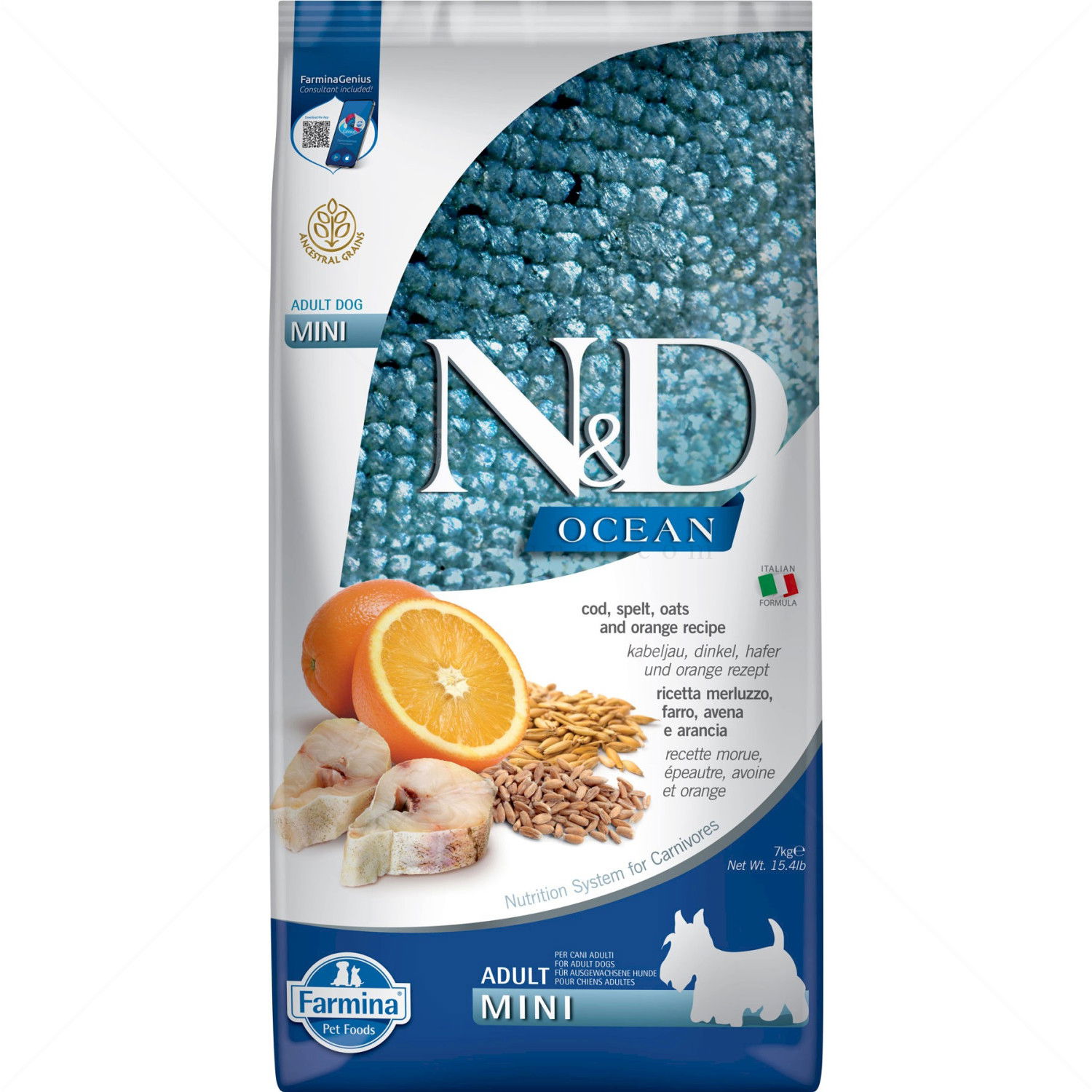 N&D Ocean Dog 7 кг Pumpkin Adult Mini Codfish & Orange