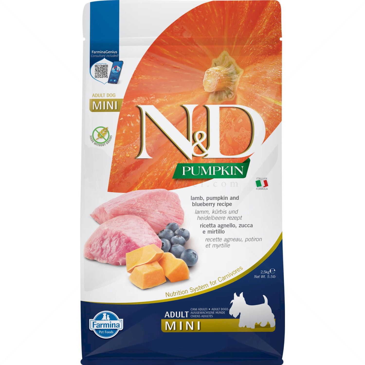 N&D Dog 2.500 кг Pumpkin Adult Mini Lamb & Blueberry