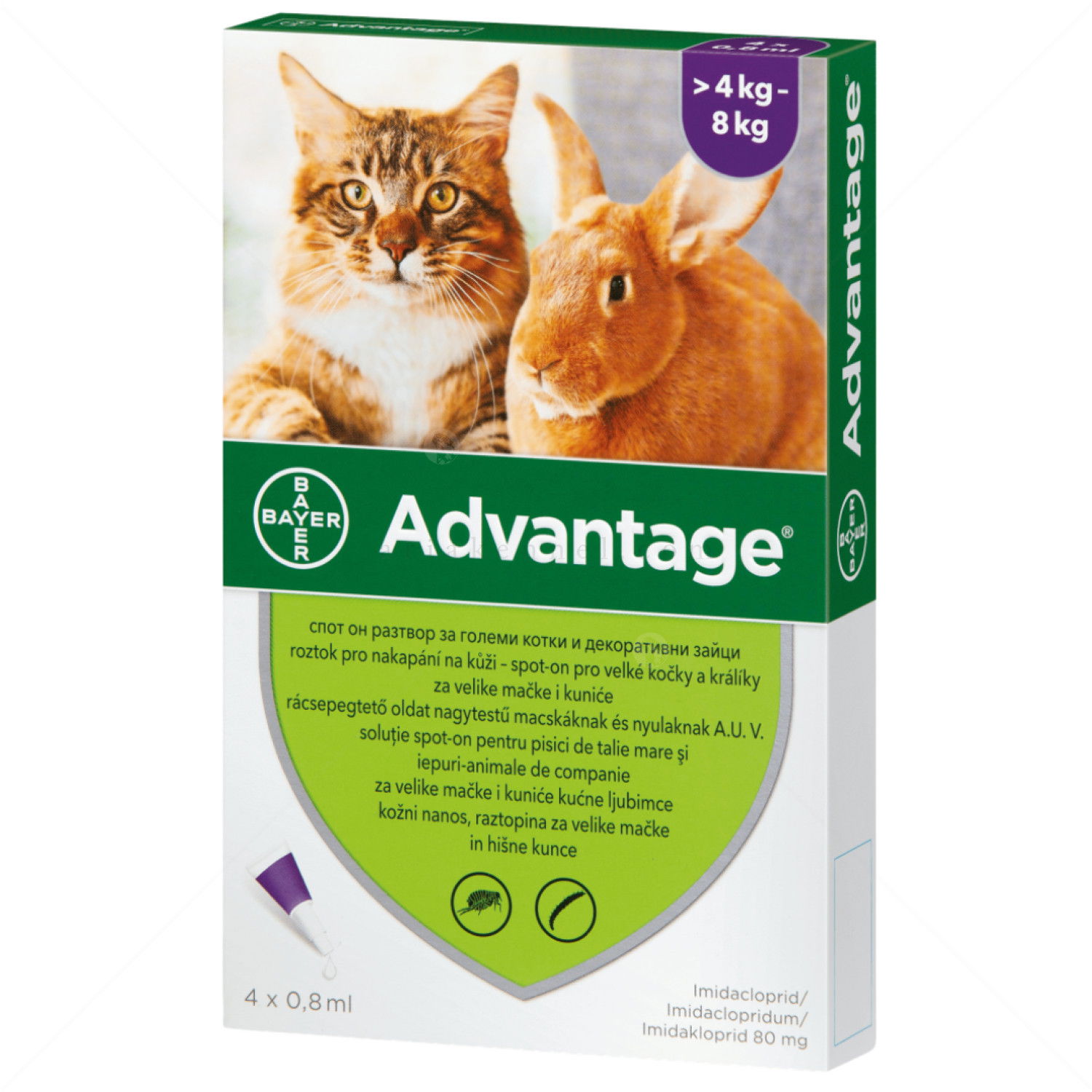 Пипети за външно обезпаразитяване ADVANTAGE Spot on 4x0.8 ml