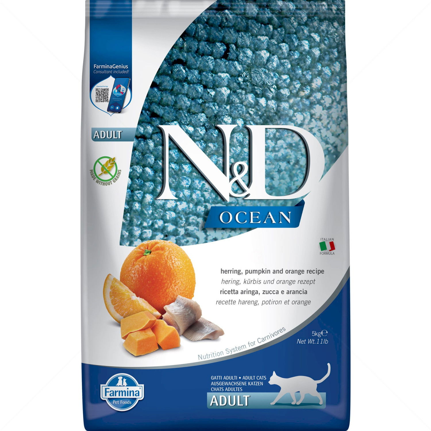 N&D Ocean Cat 5 кг Pumpkin Herring Adult