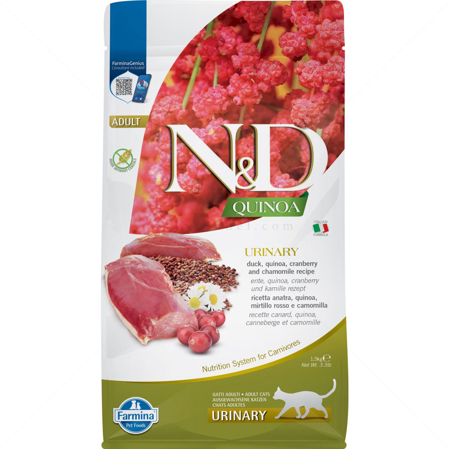 N&D Cat 1.500 кг. Quinoa Urinary Duck