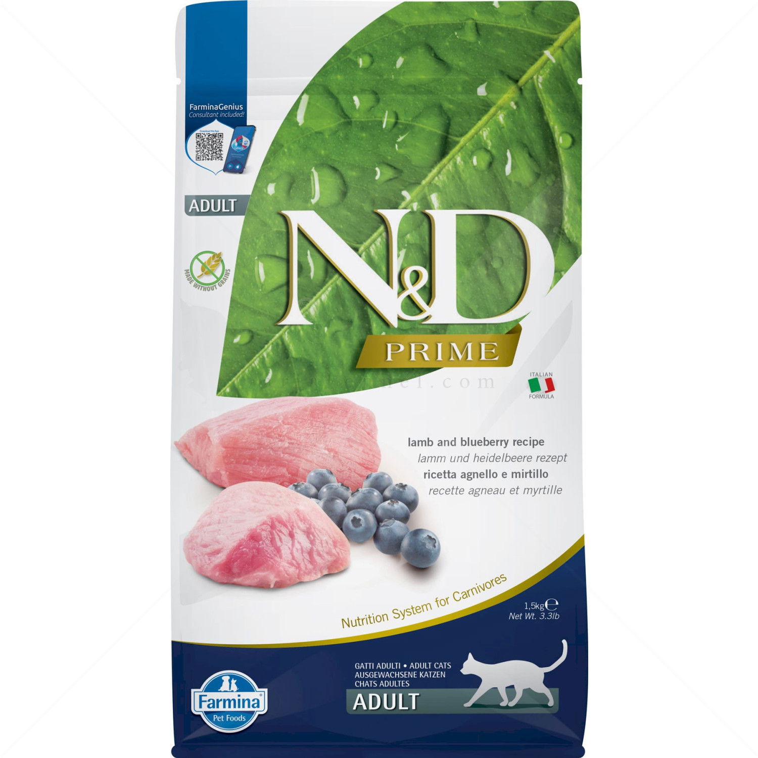 N&D Prime Cat Adult 1.500 кг Lamb and blueberry