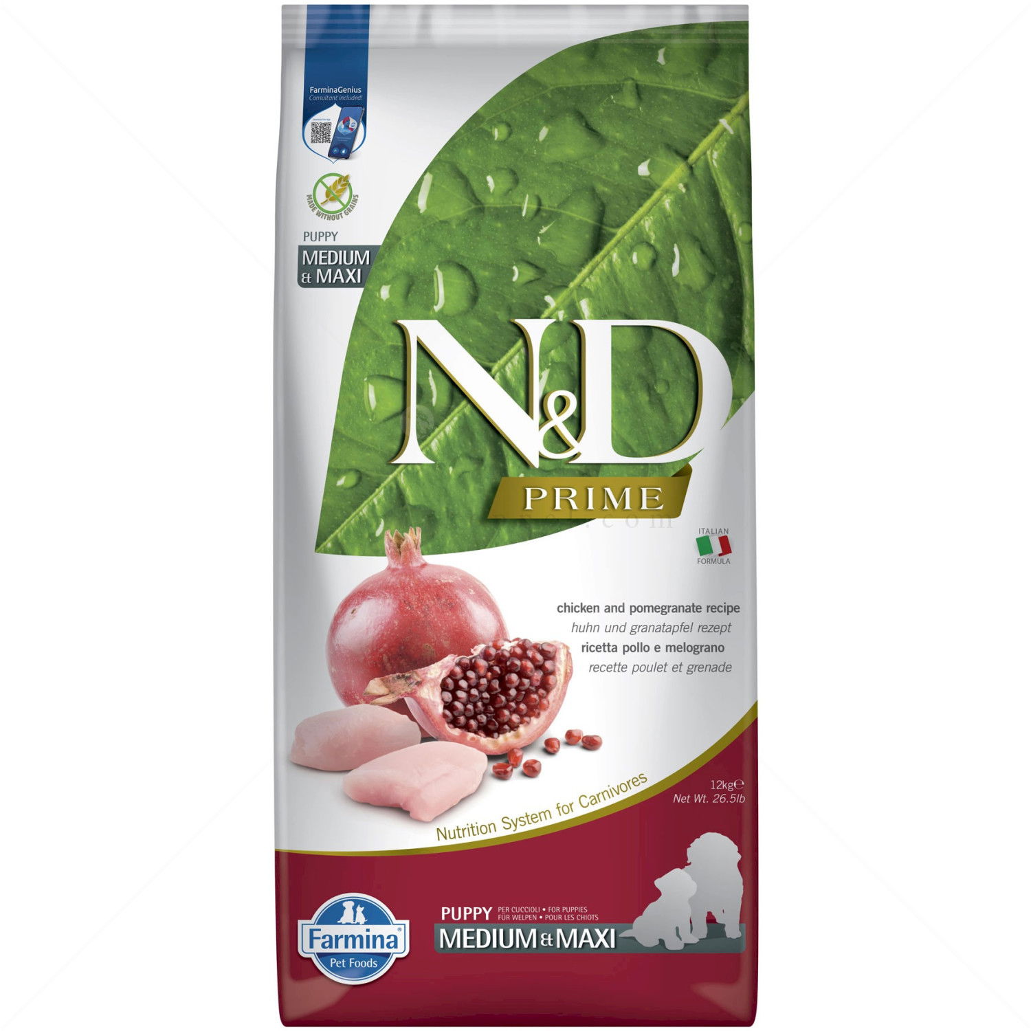 N&D Prime Dog 12 кг Puppy Medium&Maxi Chicken and pomegranate