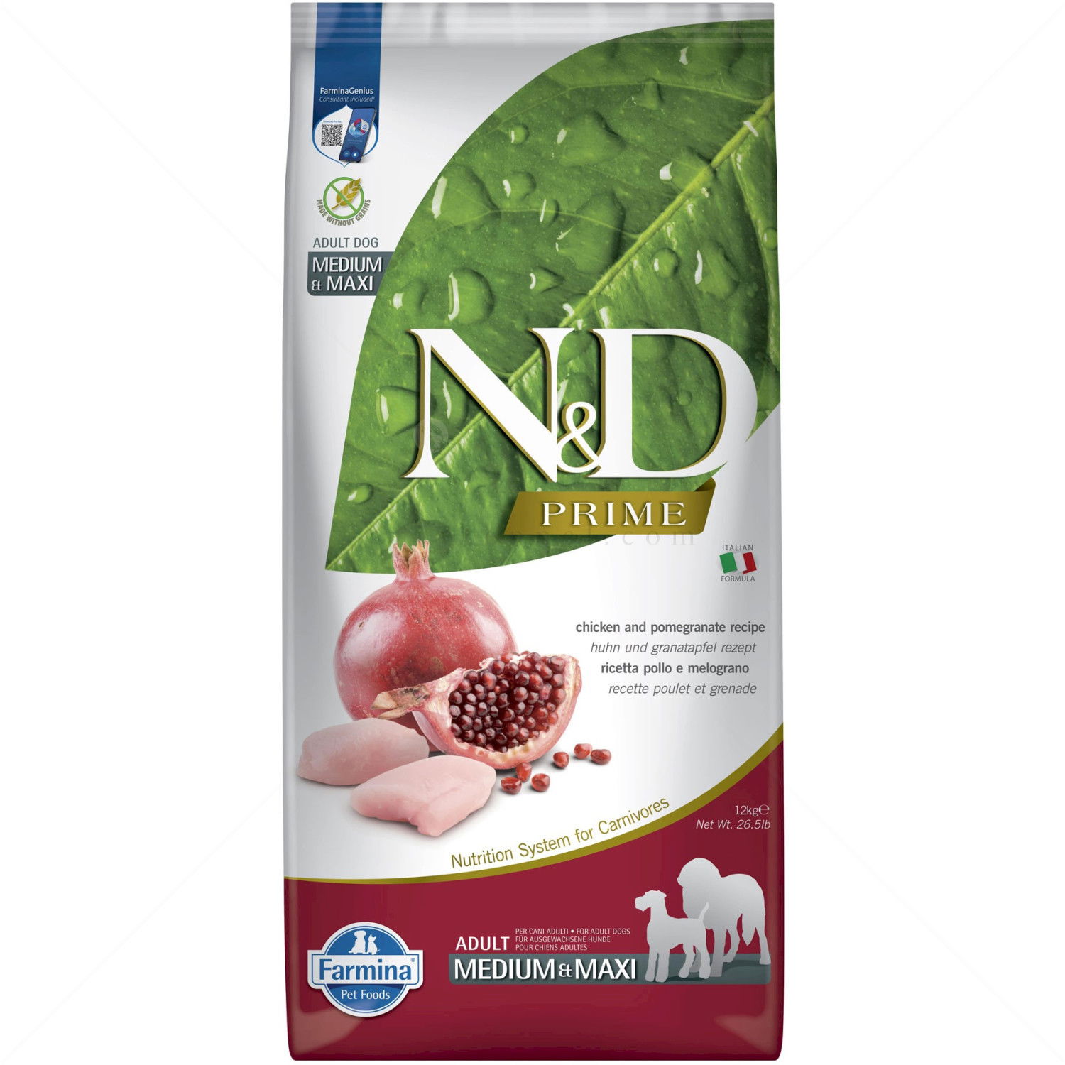 N&D Prime Dog 12 кг Adult Medium&Maxi Chicken and Pomegranate