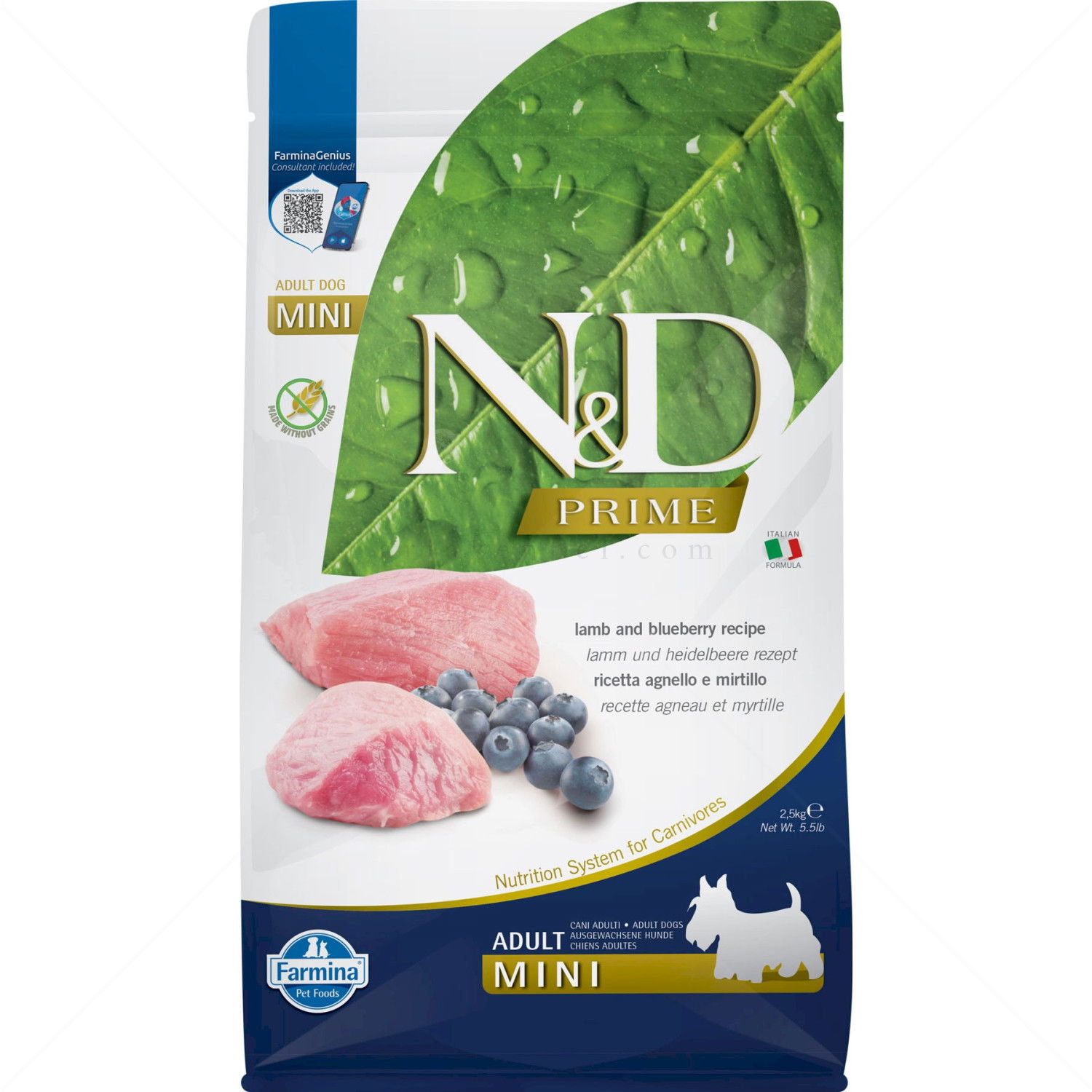 N&D GF Prime Dog 2.500 кг Adult Mini Lamb and blueberry