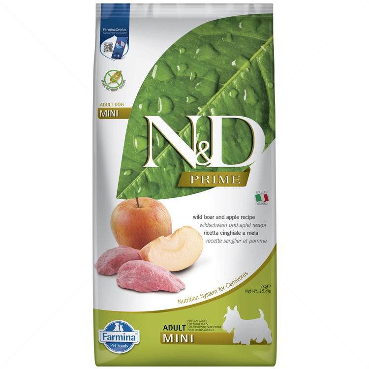 N&D GF Prime Dog 7 кг Adult Mini Boar and apple