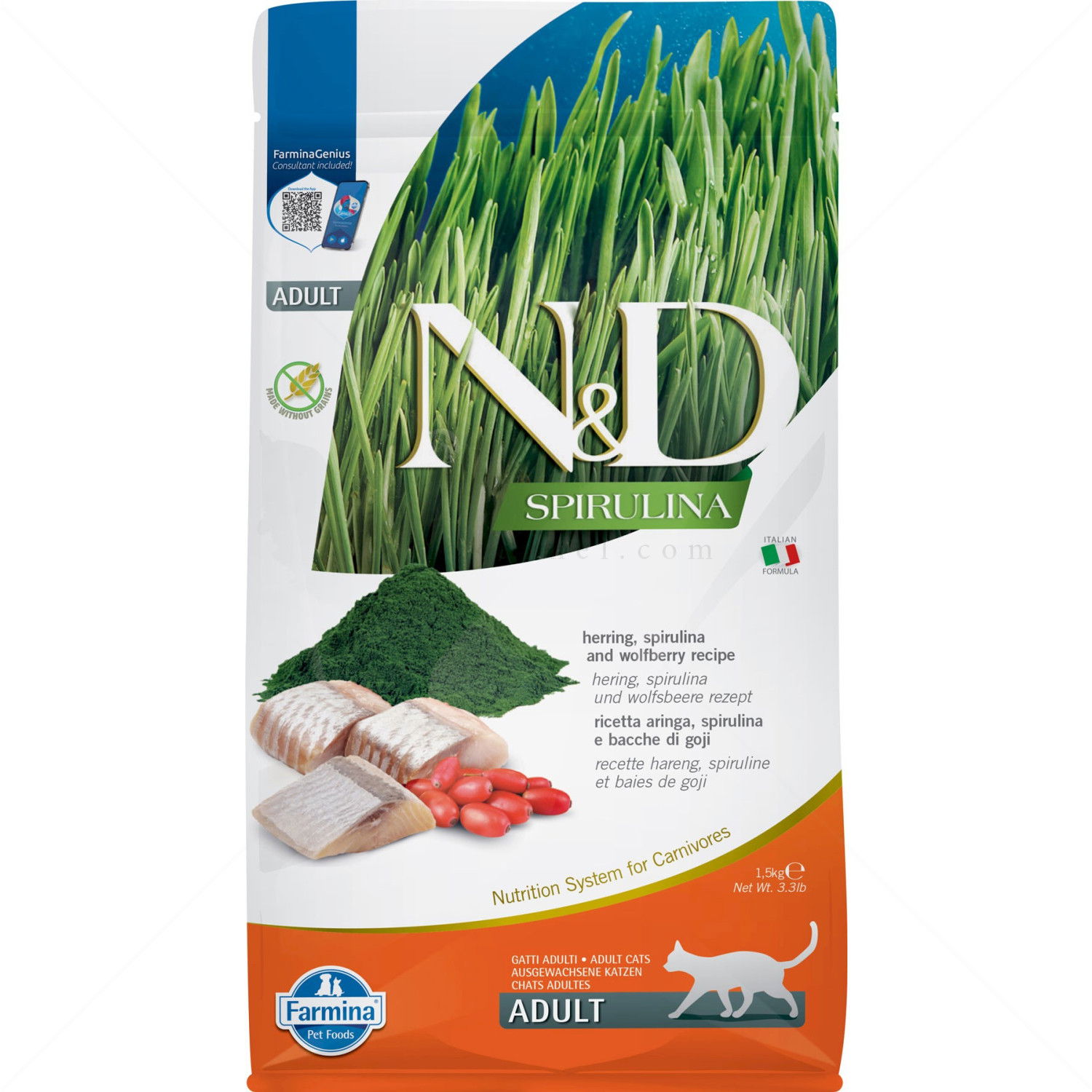 N&D Cat Spirulina 1.500 кг. Herring Adult