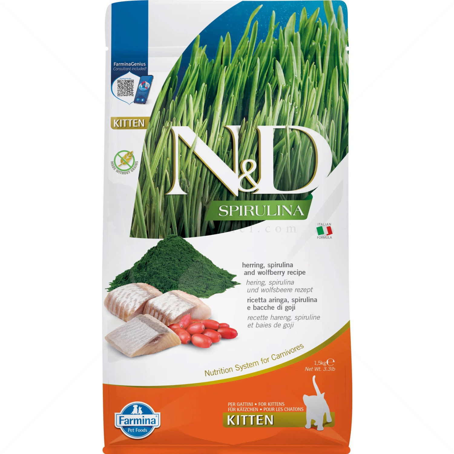 N&D Cat Spirulina 1.500 кг. Kitten Herring
