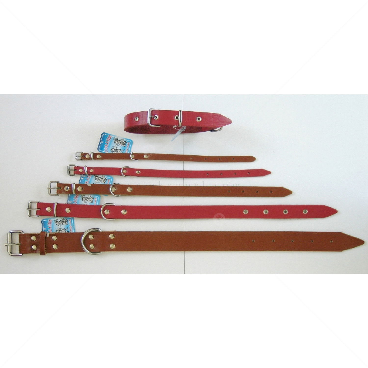 МИАЗОО Нашийник Класик червен, естествена кожа