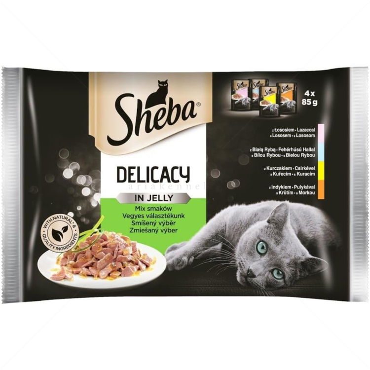 Фини късчета в желе 4х85 гр паучове SHEBA Delicacy Fine Flakes