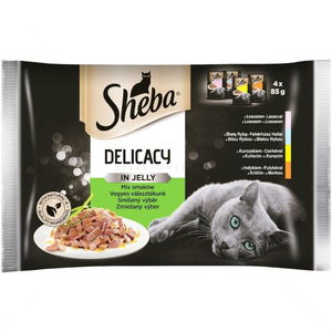 Фини късчета в желе 4х85 гр паучове SHEBA Delicacy Fine Flakes