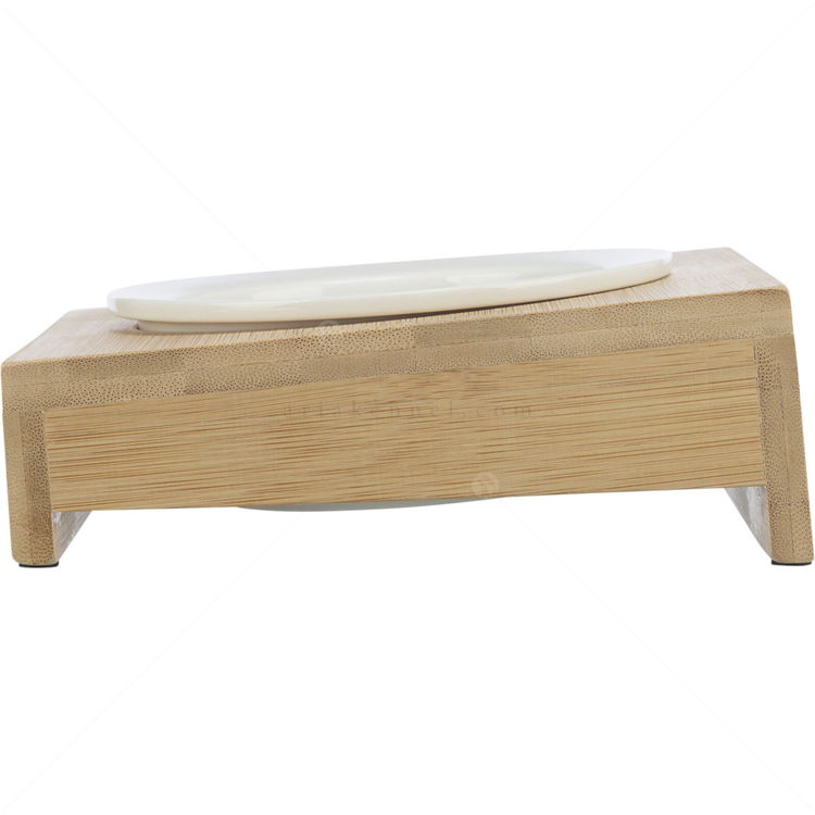 Керамична купа с бамбукова поставка, TRIXIE, 15х5х15 см, бяла