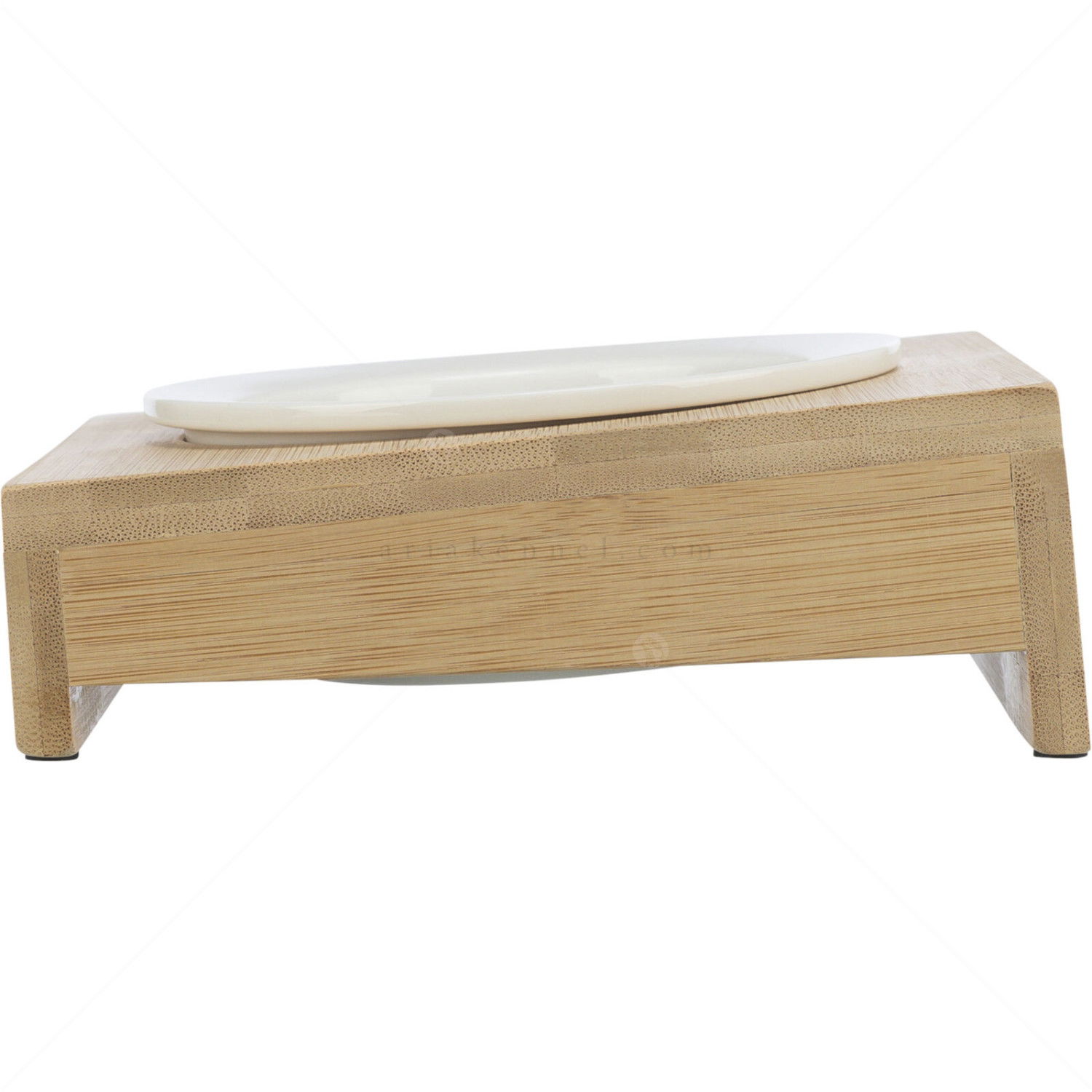 Керамична купа с бамбукова поставка, TRIXIE, 15х5х15 см, бяла