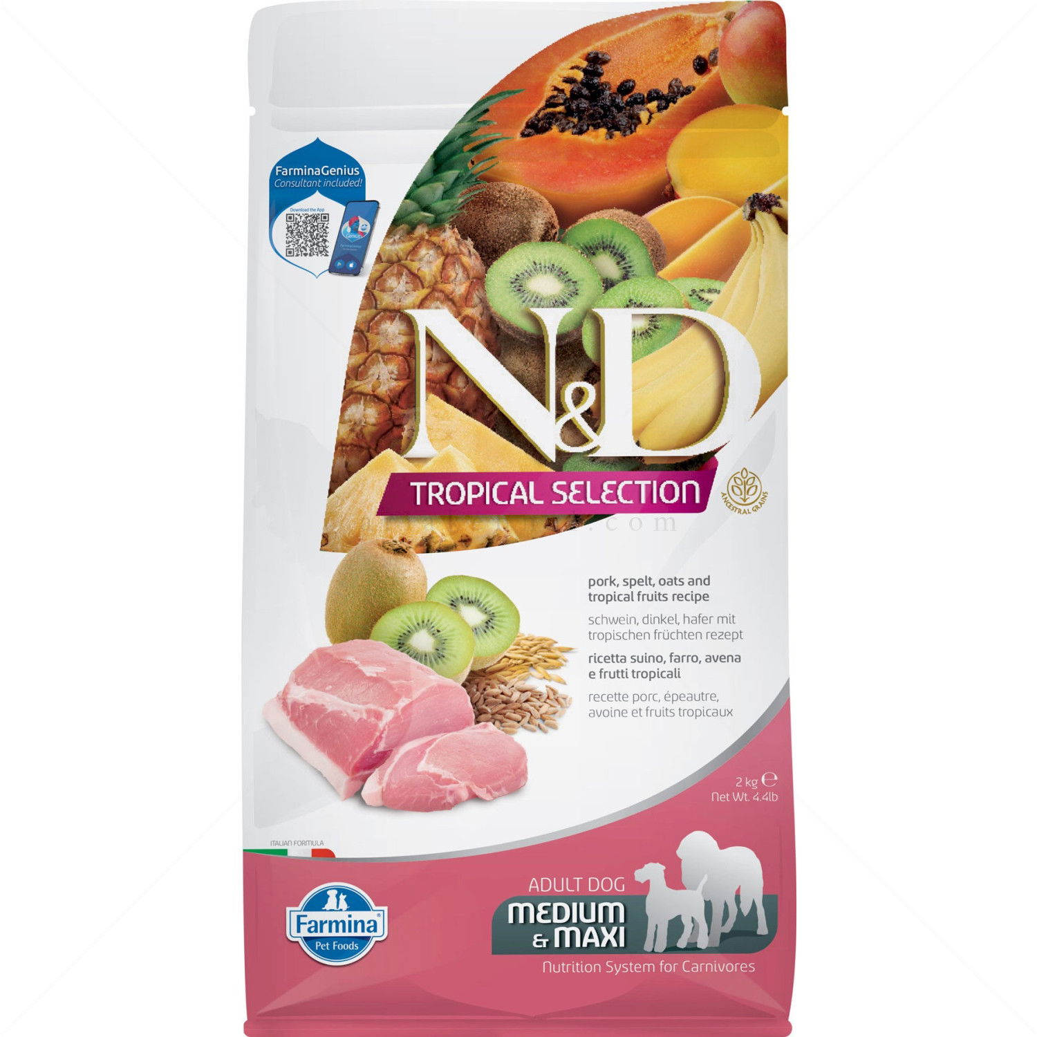 N&D Dog 2 кг Adult Medium&Maxi Pork Tropical Selection