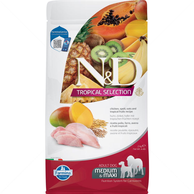 N&D Dog 2 кг Adult Medium&Maxi Chicken Tropical Selection