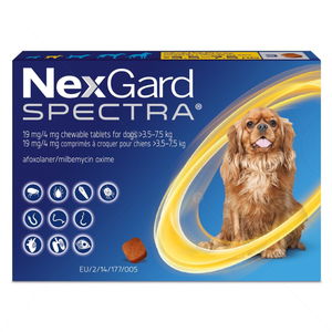 Комбинирана таблетка за вътрешно и външно обезпаразитяване NEXGARD SPECTRA 1x19/4 mg