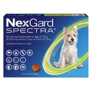 Комбинирана таблетка за вътрешно и външно обезпаразитяване NEXGARD SPECTRA 1x38/8 mg