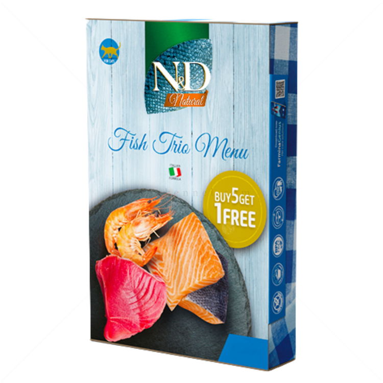 N&D Cat 6х70 гр Natural Fish Trio Menu - рибно меню