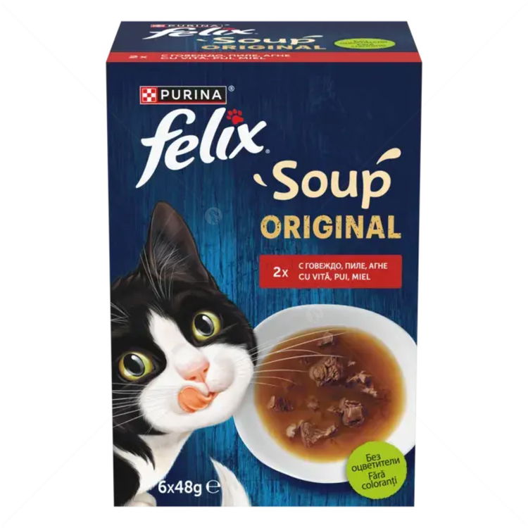 Супа с говеждо, пилешко и агнешко месо FELIX Soup Original 6х48 гр