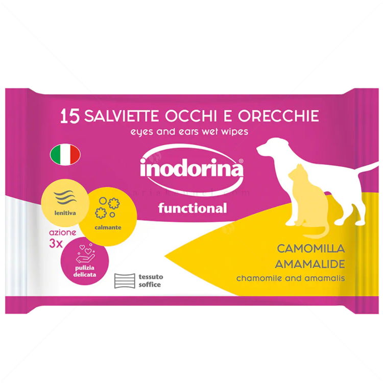 Мокри кърпи с лайка за очи и уши INODORINA за кучета и котки