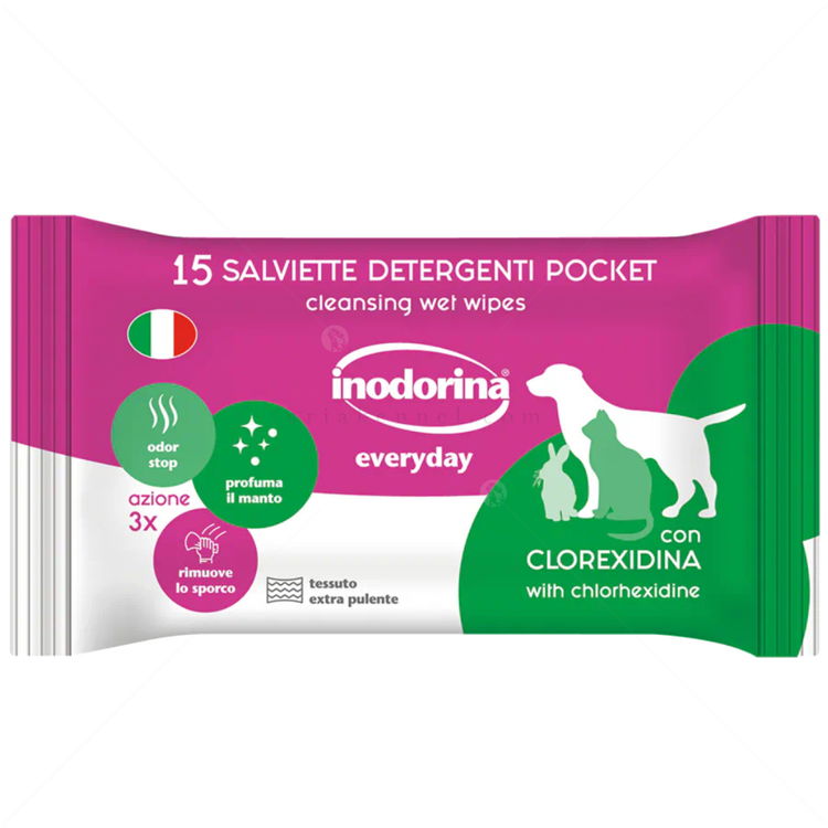 Хлорхексидинови мокри кърпи INODORINA за кучета и котки